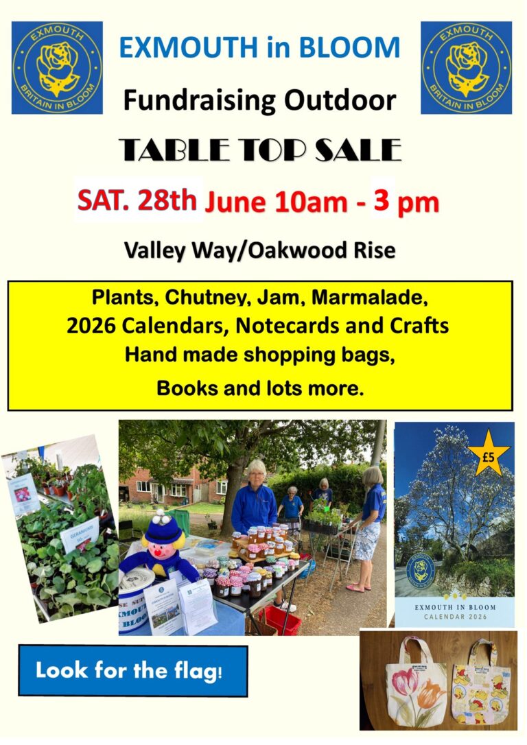 Exmouth in Bloom – Fundraiser – Saturday June 28!